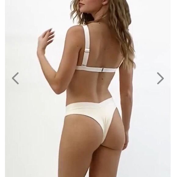 NWT OneOne Swimwear Bikini SET Pearl Cream Beige White Jesse Kameron New Ivory - Picture 10 of 16